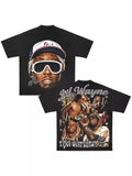 Pattern Retro Style Original Gothic Hip Hop Animation Printing Oversized T-Shirt Loose Casual Short Sleeves For Men And