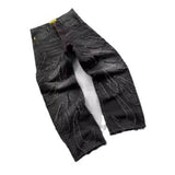 Ancient Bat Pattern Embroidered Loose Jeans Men's Street Y2K Pants Lazy