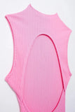 Knitted Hollow Out Back Mini Balloon Dress-Outfit