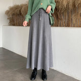 Zingj Actual Shot Shows The Thin Half Skirt, The New High Waist Knitted A Skirt In Autumn And Winter, The Big Pendulum Skirt, The Long Skirt With Large Pleated