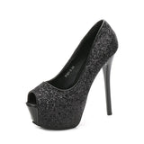Zingj Fashion Sequins Fashion Sexy Nightclub Fish Mouth Ultra High Heel Waterproof Platform Shallow Mouth Women's Singles Shoes