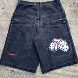 Y2k Denim Shorts Street Hip-Hop Retro Graphics Black Loose Gothic