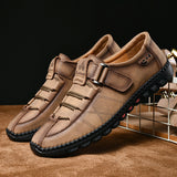 Zingj Handmade Shoes For Men's Outdoor Casual Shoes British Breathable Daddy Leather Shoes Big-Size Men's