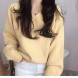 Zingj Lazy Wind V-Neck Sweater Women Look Loose And Thin, Wearing Knitted Bottomed Sweaters