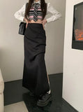 High Waist Split Women Skirts Y2k Aesthetic Spring Solid Irregular Harajuku Skirt Slim All Match Casual Fashion