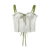 New Color Lace-Up Trim Short Halter