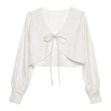 Women Lace Up Loose Cropped Student Sweet Cute Leisure Simple Comfortable Summer Sun-proof Trendy Ulzzang Female