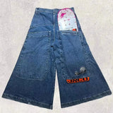 Men's Jeans Y2K Bag Vintage High-Quality Pattern Hip-Hop Street Leisure Men Harajuku Wide