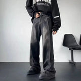 American High Street Retro Men Washed Pants Y2k Harajuku Hip Hop Loose Jeans Couples Casual Joker Straight Wide-leg Jeans 211-0-Outfit