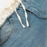 New Spring Style Literature And Art Retro Style Tie Slim And Show Thin Spliced Denim Skirt