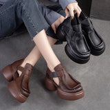 Zingj Heel Thick Bottom Tou Hollow Women's Sandals Round Head Buckle Type Seam High Heel Women's