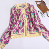 Winter Women's Knitted Sets Round Neck Jacquard Single Breasted Knit Cardigan + High Waisted Straight Midi Skirt