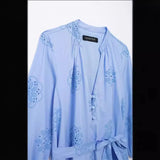 Spring Glue Embroidery Decorative Long-Sleeved Poplin Dress
