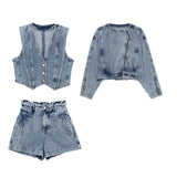 Effect Denim Jacket 6164109 Denim Vest 6164110 Paper Bag Denim Shorts