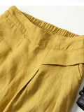 Pants for Women Cotton Linen Large Size Wide Leg Pants Femme Arts Style Elastic Waist Solid Casual Loose