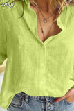Fashion Cotton Linen Blouse Women Casual Vintage Buttons Long Sleeve Women's Shirts Female Clothing New Blusas