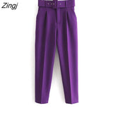 Women Fashion Solid Colors Ankle Length Pants Chic Business Trousers Office Lady Zipper Fly Pantalones Mujer Pants