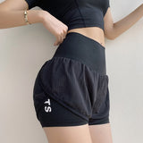 High Waist Fitness Running Shorts Women 2 In 1 Marathon Quick Dry Shorts Gym Loose Sport Shorts Breathable