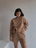 Drop Shoulder Halp Zip Sweatshirt & Drawstring Shorts SetOutfit