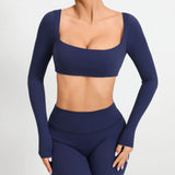 Zingj Tie Chest Pad Long Sleeve Yoga Suit Outdoor Running Fitness Suit Quick Dry Long Sleeve T-Shirt Sports Top Women-Outfit