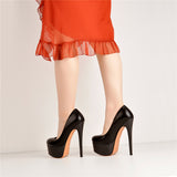 Onlymaker Women's Platform 16CM Thin Heels Pumps Fashion Leopard Round Toe Shoes Sexy Party wedding Stiletto Plus Size