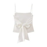 Spring Style Silk Satin Blouse With Bow On The Back