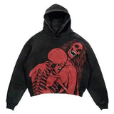 Vintage Gothic Skeleton Hoodie Autumn And Winter Hip Hop Long-Sleeved Coat Loose Hooded