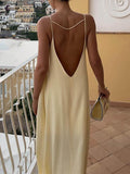 Vintage Backless Holiday Long Dress with Round