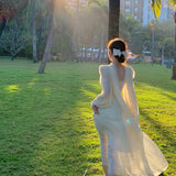 French Chiffon Midi Dresses for Women Elegant Long Sleeve Slim Ruffle Dress Gentle Fairy Clothes Sweet Puffy Short