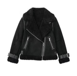 Faux Fur Double-sided Zipper Jacket-Outfit