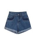Denim Shorts Vintage Chic Black Ladies Hot Short Pants High Waist Y2K Harajuku Streetwear Loose Blue Wide-leg Jeans