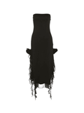 Split Ruffle Mesh Bandeau Maxi Dress- Outfit