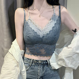 Fashion Lace Womens Camisole Patchwork Basic Casual Short Tank Tops Female Sleeveless Slim Thin Backless Cropped