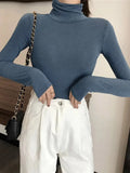 Black White Turtleneck Female T-shirts autumn Fashion Elegant Women solid Long Sleeve T shirt slim Casual basic Tee