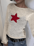 Star Crochet Knit Cropped Knit Top- Outfit