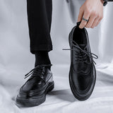 Zingj Block Men's Small Leather Shoes Male Korean Version Fashion Casual Leather Shoes British Vintage Summer Shoes
