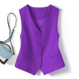 Zingj V-Neck Small Suit Vest Female Outside With Vintage Short Fold Wear Stylish Vest Horse Jacket Sleeveless Vest