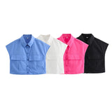 New Four-Color Sleeveless Pocket Short