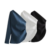 New Pleated Asymmetrically Trimmed Blouse