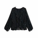 Summer Fashion V Collar Folded Folded Shirt Female