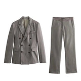 Double-Breasted Suit Jacket 2208425 Blended Straight Trousers 2202425