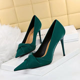 Zingj Stylish And Sexy Club Show Thin Heel, High Heel, Shallow Pointed Bow Women's Single