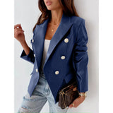 Zingj And Winter New Long Sleeve Double-Breasted Fashion PU Leather Suit Small