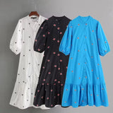 2024 New Simple And Generous Embroidered Flower Medium-Length Dress