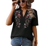 Embroidered Top Women's Literary And Art Retro Shirt Women Loose Temperament 2025 Summer