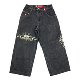 Dress Baggy Jeans Y2K Hip Hop Pocket Letter Retro Black Jeans Men's High Waist Wide Legs