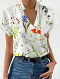 Zingj Hot Style Summer Loose V-Collar Print Shirt Shirt Women's