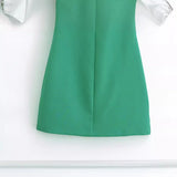 Spring Style Shoulder Padded Crepe Sleeveless Mini Dress