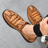 Zingj Handmade Shoes For Men's Outdoor Casual Shoes British Breathable Daddy Leather Shoes Big-Size Men's