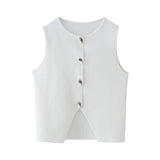2024 New Street Style Simple And Slim Short Knitted Vest